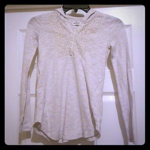 Off white long sleeved hoodie top